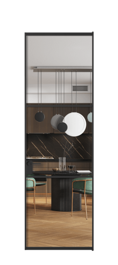 Алюминиевая дверь АЛПЛ040.03 Алюминий Черный Прозрачное стекло "Crystal Vision", калёное Цена 141190  | Volhovec