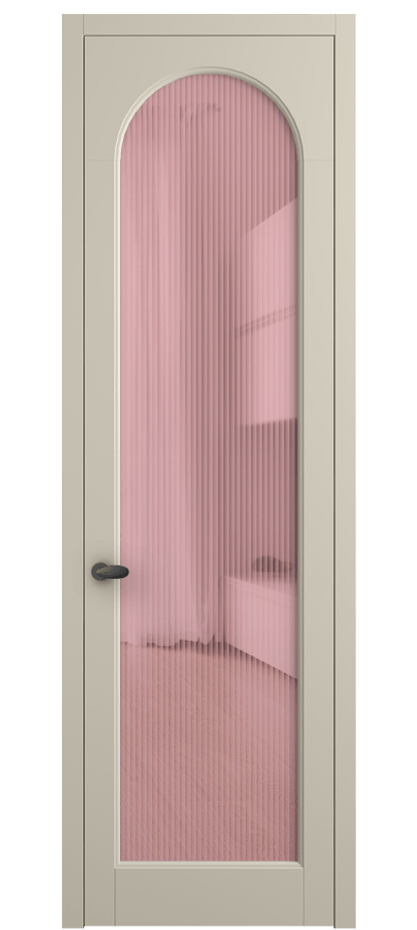 Межкомнатная дверь Palazzo 6804 Матовый бежево-серый Рифлёное розовое стекло "Moru", триплекс, 8 мм Цена 99169 ₽ | Volhovec