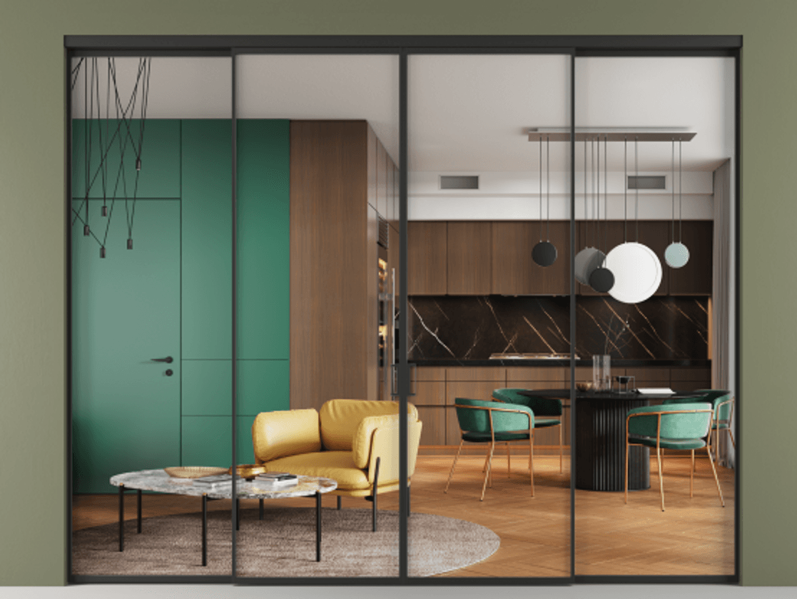 Перегородка Formato внутри проёма четырёхстворчатая АЛПР 040.01 Алюминий Черный Прозрачное стекло "Crystal Vision", калёное, 6 мм. Скрытый короб ЧЕР Цена 371600 ₽ 1. Полотно 4 шт. (800/2100 мм)
2. Комплект установки раздвижной системы
3. Базовый комплект фурнитуры
4.Ручка RONDO. Фабрика дверей Волховец 8 (800) 551 43 19 Перегородка Formato внутри проёма четырёхстворчатая АЛПР 040.01 Алюминий Черный Прозрачное стекло "Crystal Vision", калёное, 6 мм Цена 371600 ₽ | Volhovec