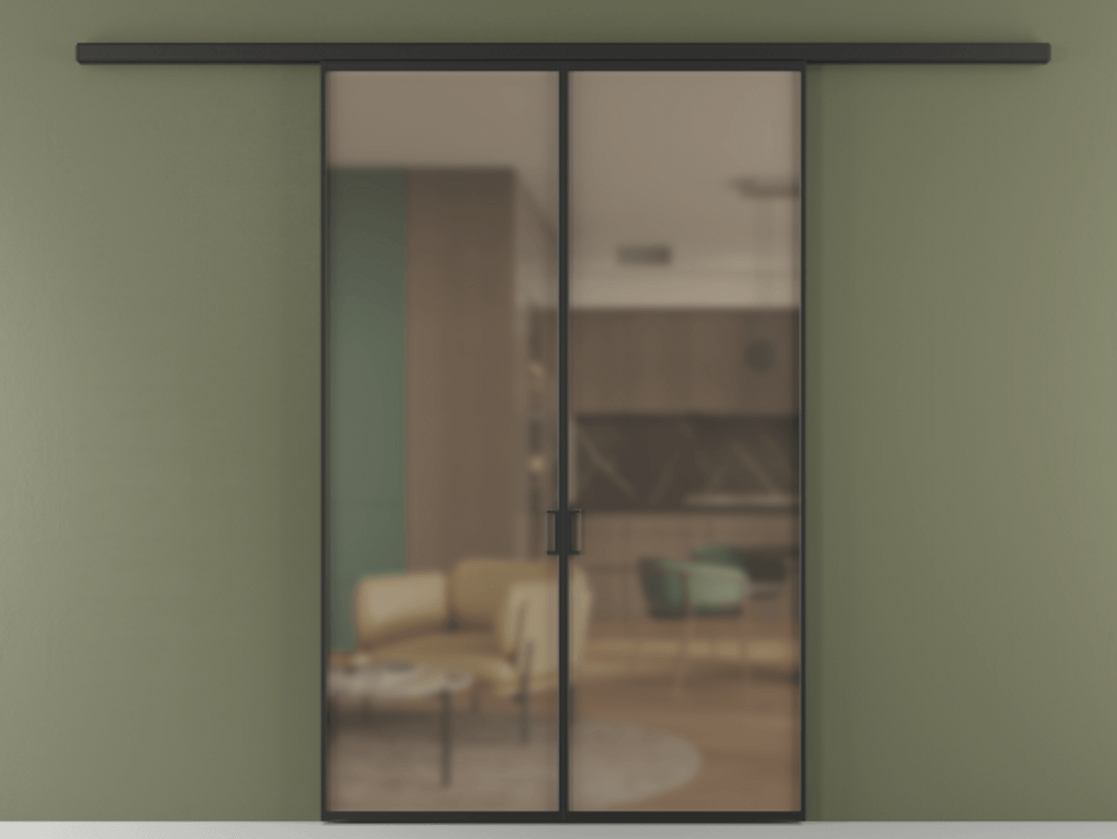 Перегородка Формато вдоль стены 2 створки АЛПР 040.01 Алюминий Черный Сатинированное бронзовое стекло, триплекс Цена 180150 ₽ | Volhovec