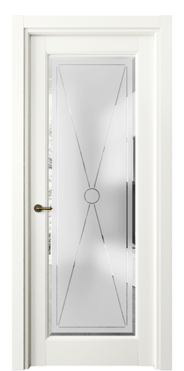 Дверь межкомнатная 6300 БЖМ Сатинированное стекло с гравировкой и фацетом. Цвет Бук жемчуг. Материал Массив бука эмаль. Коллекция Toscana Litera. Картинка.