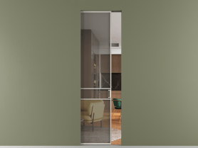 Алюминевая перегородка skr1_02_ Алюминий тёплый серый Серый прозрачное. Цвет Алюминий тёплый серый. Материал Алюминий в эмали. Коллекция Перегородка Formato скрытый пенал 1 створка. Картинка.