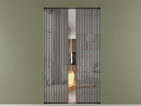 Алюминевая перегородка АЛПР 040.06 МАН Зеркало триплекс. Цвет Алюминий антрацит. Материал Алюминий в эмали. Коллекция Перегородка Formato скрытый пенал 2 створки. Картинка.