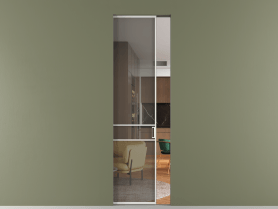 Алюминевая перегородка skr1_02_ Алюминий светло-серый Серый прозрачное. Цвет Алюминий светло-серый. Материал Алюминий в эмали. Коллекция Перегородка Formato скрытый пенал 1 створка. Картинка.