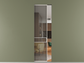 Алюминевая перегородка skr1_02_ Алюминий пудровый белый Серый прозрачное. Цвет Алюминий пудровый белый. Материал Алюминий в эмали. Коллекция Перегородка Formato скрытый пенал 1 створка. Картинка.