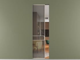 Алюминевая перегородка skr1_02_ Алюминий бежево-серый Серый прозрачное. Цвет Алюминий бежево-серый. Материал Алюминий в эмали. Коллекция Перегородка Formato скрытый пенал 1 створка. Картинка.