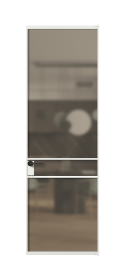 Дверь межкомнатная АЛПЛ040.02 Бронза сатин триплекс АБЛ. Цвет Алюминий белоснежный. Материал Алюминий в эмали. Коллекция Формато. Картинка.