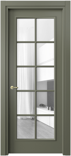 Межкомнатная дверь 8102 МОТ Прозрачное стекло. Цвет Матовый оливковый тёмный. Материал Гладкая эмаль. Коллекция Paris. Фото. Дверь межкомнатная 8102 МОТ Прозрачное стекло. Цвет Матовый оливковый тёмный. Материал Гладкая эмаль. Коллекция Paris. Картинка.