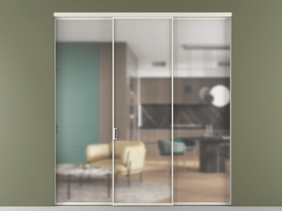 Алюминевая перегородка vn1+2_01 Matelux Crystalvision БЕЛ. Цвет Алюминий Белый. Материал Алюминий. Коллекция Перегородка Formato внутри проёма 3 створки. Картинка.