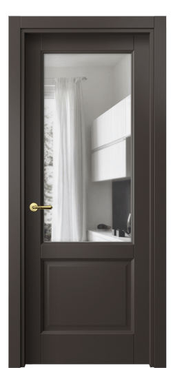 Дверь межкомнатная 1422 МАН Прозрачное стекло. Цвет Матовый антрацит. Материал Гладкая эмаль. Коллекция Galant. Картинка.