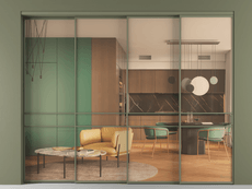 Перегородка Формато внутри проёма 4 створки с синхронным механизмом