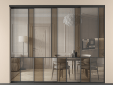 Перегородка Mosaic внутри проёма 4 створки с синхронным механизмом