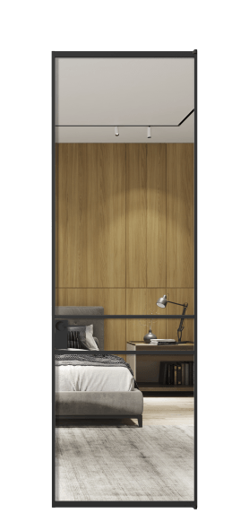 Дверь межкомнатная АЛПЛ040.02 Зеркало триплекс ЧЕР. Цвет Алюминий Черный. Материал Алюминий. Коллекция Formato. Картинка.